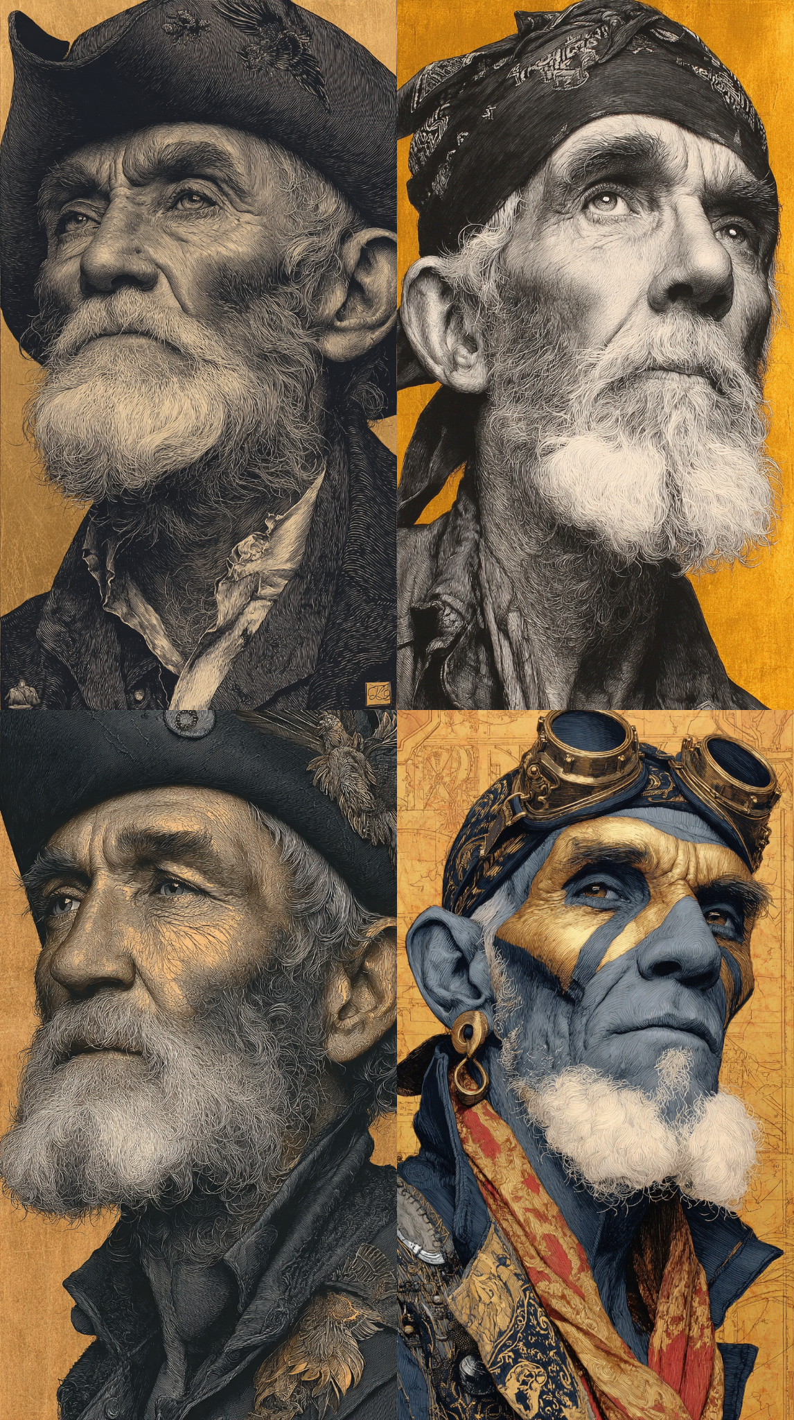 史诗级男性角色肖像 · 版画风 / 奇幻演化